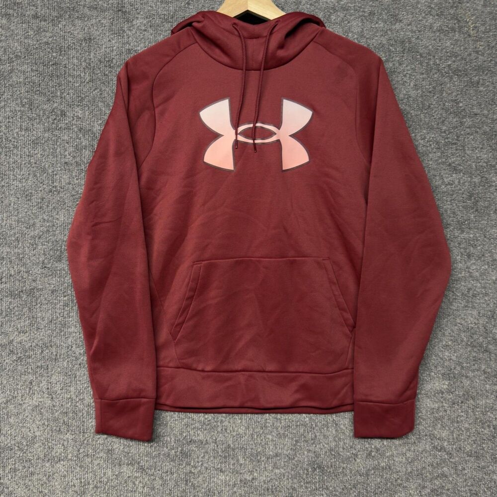 Under Armour Armour Fleece Hoodie Womens M Red Pullover Sweatshirt Logo NWT
